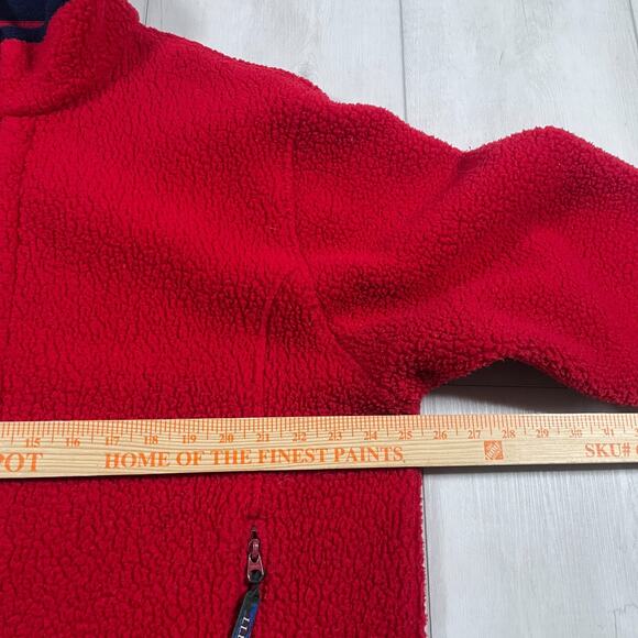 Vintage L.L Bean Men's Large Outdoors Red Sherpa Fleece Jacket Full Zip - Picture 12 of 14